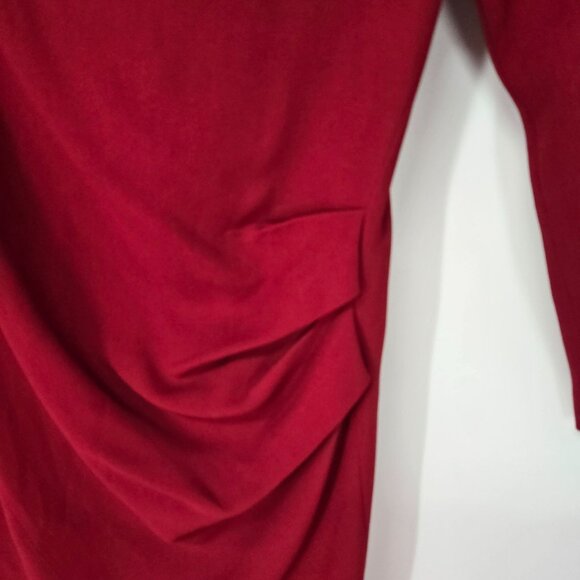 Roland Mouret Red Sheath Dress Cocktail Ruched Side Holiday Classic Women's Sz 6 - Picture 4 of 9